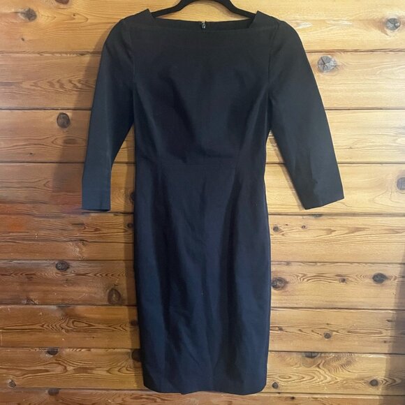 Banana Republic Black Square Neck 3/4 Sleeve Business Casual Sheath Dress Size 0 - Picture 1 of 8